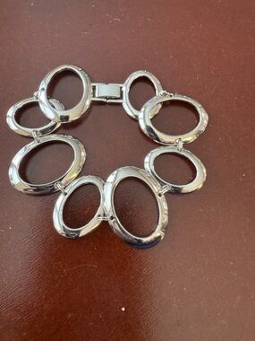 Lia Sophia PARADOX Silver Modernist Art Deco Style Oval Links Bracelet